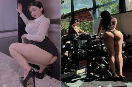 Gymer mông bự nhún tung tung khi tập luyện